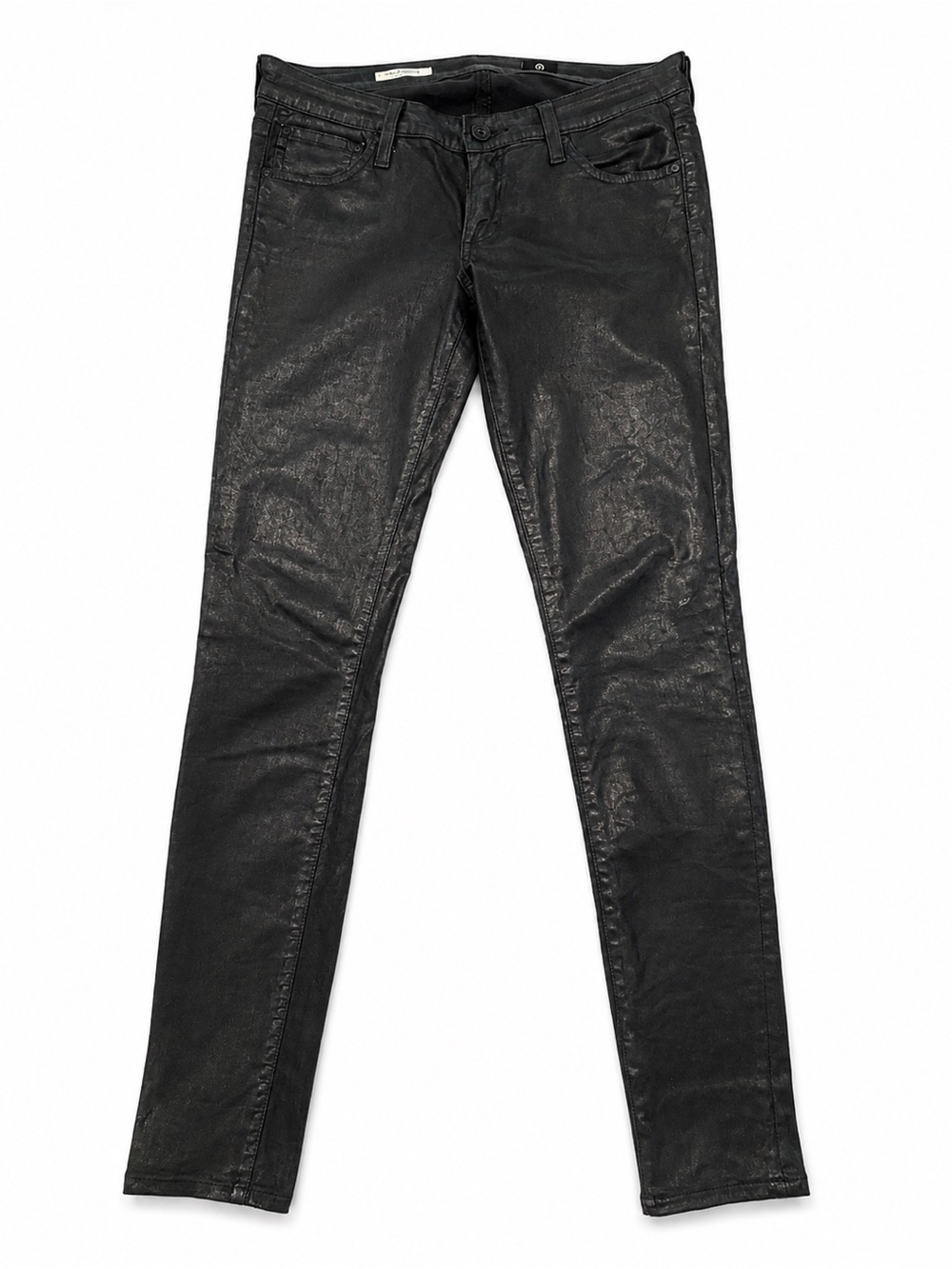 AG Adriano Goldschmied Black Coated Skinny Jeans